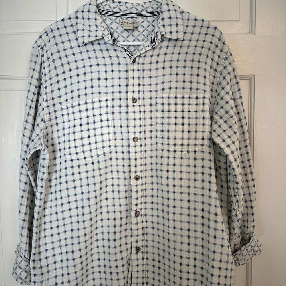 Coldwater Creek Men's Blue Checkered Shirt